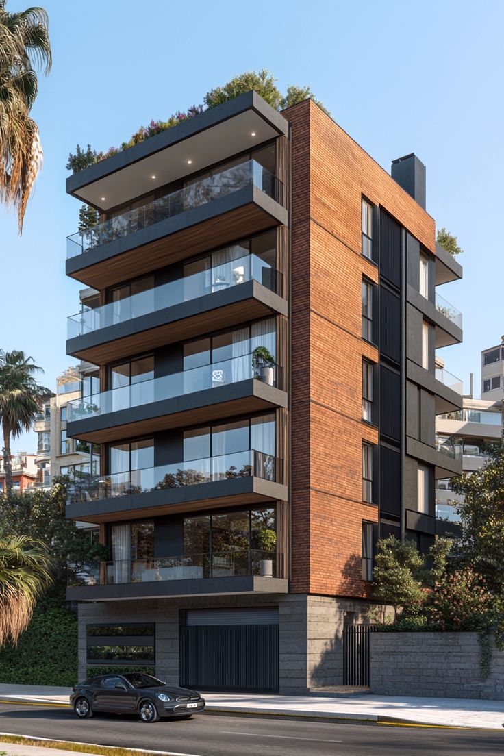 Elegant Eco-Friendly Urban Living in Modern Brick and Glass Spaces